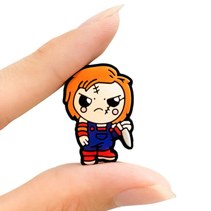 20Pcs Silicone Focal Beads Orange Haired Character Holding Knife 5