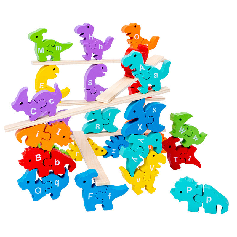 Wooden Dinosaur Alphabet Number Pairing Montessori Toys 3