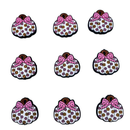 20Pcs Silicone Focal Beads Small Floral Bow Pumpkin Design 5