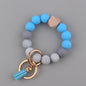 Leather PU Tassel Silicone Bead Wristlet Keychain Small Size 12