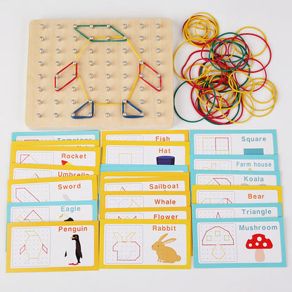 Wooden Montessori Toys Geometric Nail Plate for Toddlers 2
