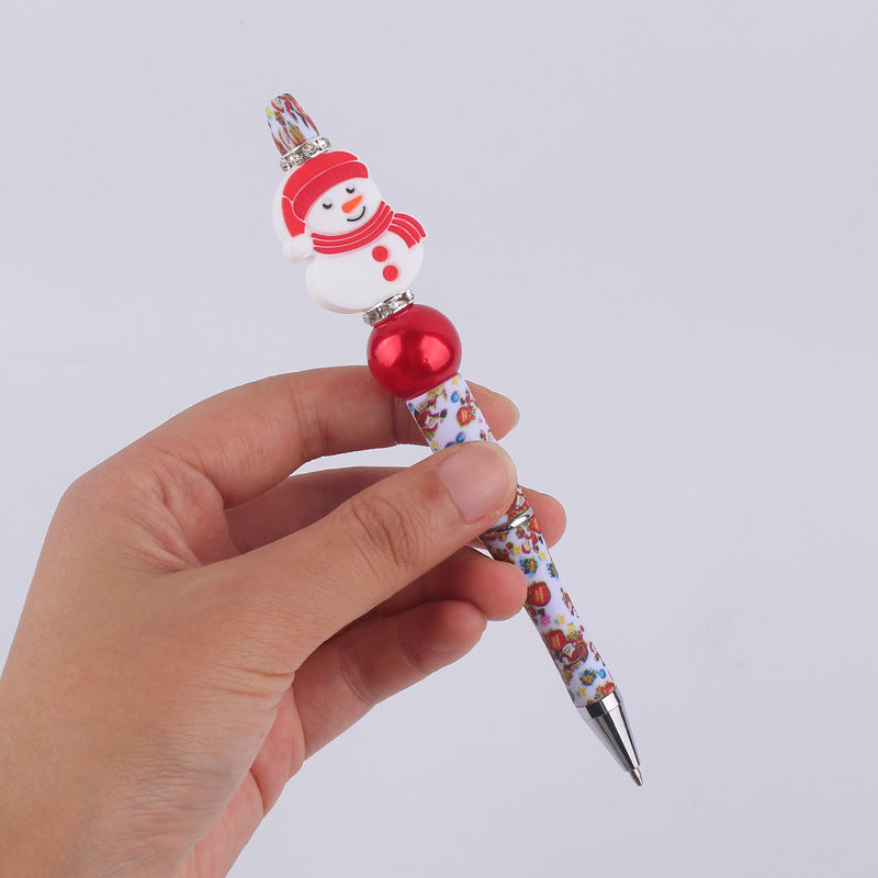 Santa Claus Snowman Silicone Beaded Pens Christmas Holiday Novelty Gift 4