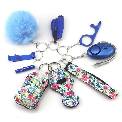 Outdoor Self Defense Alarm Whistle Pompom Keychain 10 Pack 21
