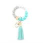 Silicone Bead Wristlet Keychain with Wooden Hexagon Bead Tassel 8