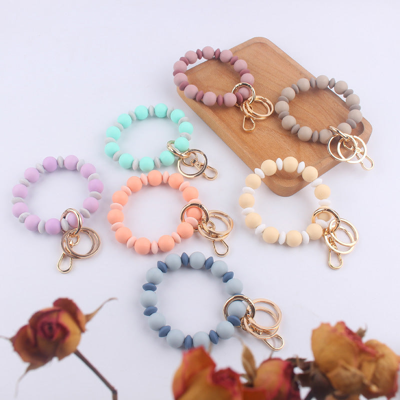 Spacer Beads Silicone Bead Wristlet Keychain