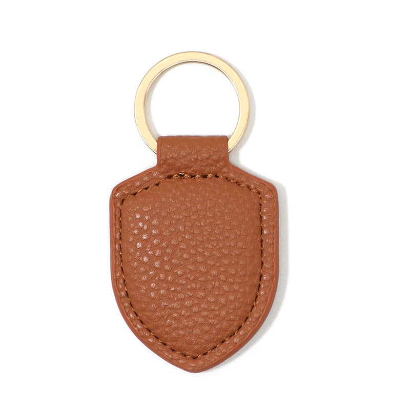Leather Shield Keychain Classic Design with Metal Ring 5