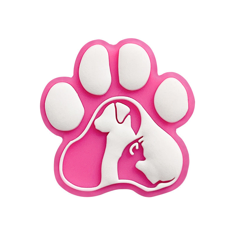 20Pcs Silicone Focal Beads Dog Claw Prints Raised Design 6