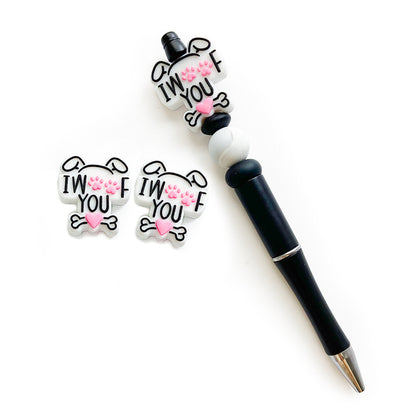 20pcs Silicone Letter Animal Focal Beads With Pink Paw Print and Bone Detail 3
