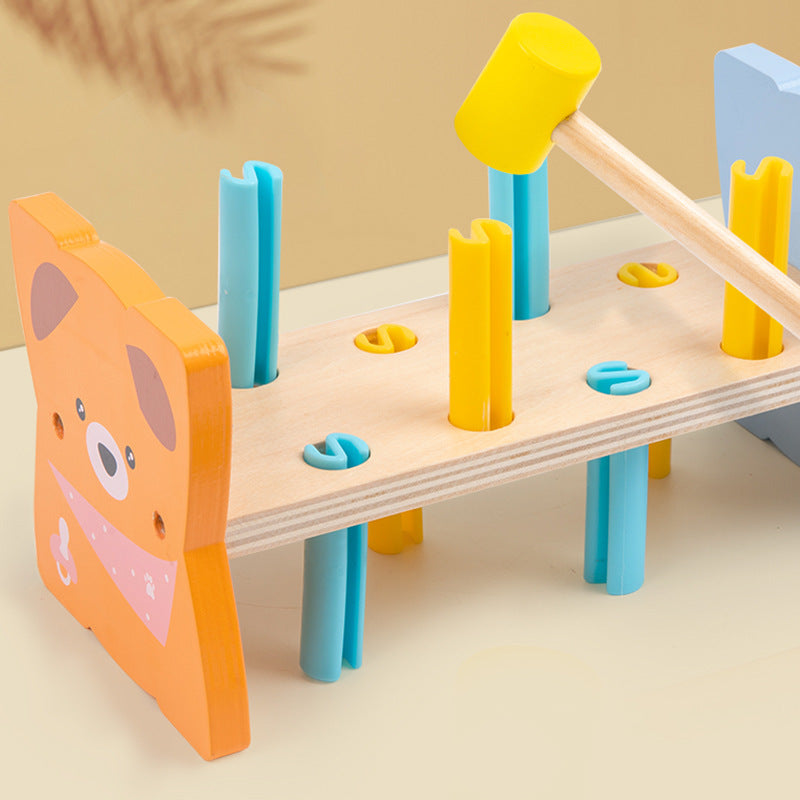 Wooden Montessori Toys Puppy Knocking Table for Toddlers 3