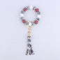 Leopard Print Silicone Bead Wristlet Keychain Tassel Charm 10