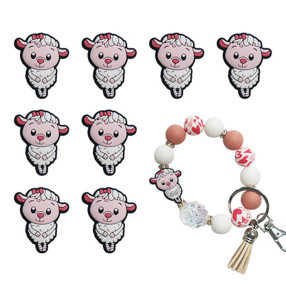 Silicone Focal Beads Animal Tiger Owl Cat Lion Sheep Giraffe Shapes 3