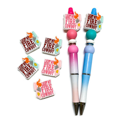20Pcs Silicone Focal Beads Cartoon Lighter With Printed Text 4