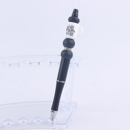 Black Cup Silicone Beaded Pens Handmade Novelty Pen Gift 4