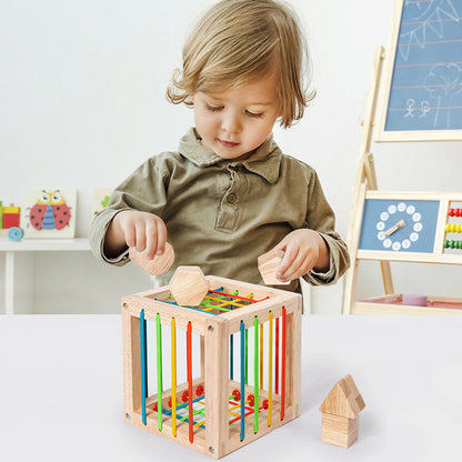 Wooden Montessori Toys Rainbow Sensory Training Cube 15.5cm 3