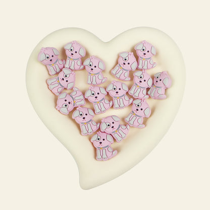 Silicone Focal Beads Cartoon Cute Puppy Sitting Pose 4