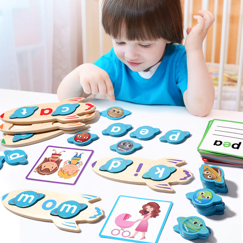Wooden Letter Spelling Montessori Toys Educational Learning Set 4