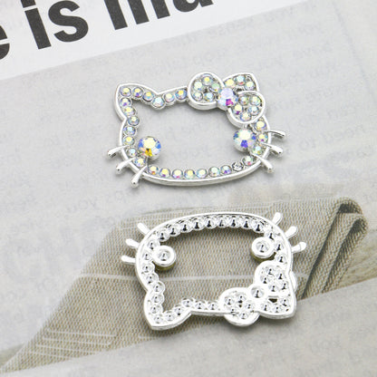 10Pcs 32x22mm Hello Kitty Butterfly Colored Diamond Alloy Bead Frames 4