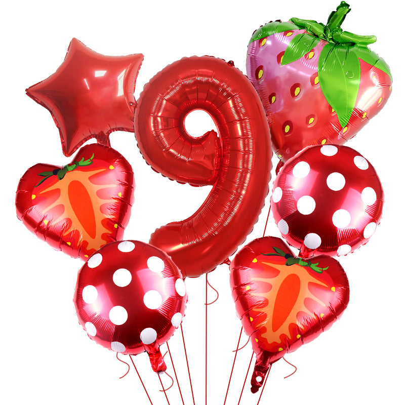 Strawberry Foil Balloon Set Party Decoration 32 Inch 13