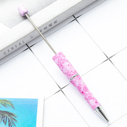 Valentine's Day Heart Print Beadable Ballpoint Pens 14.4cm DIY 26
