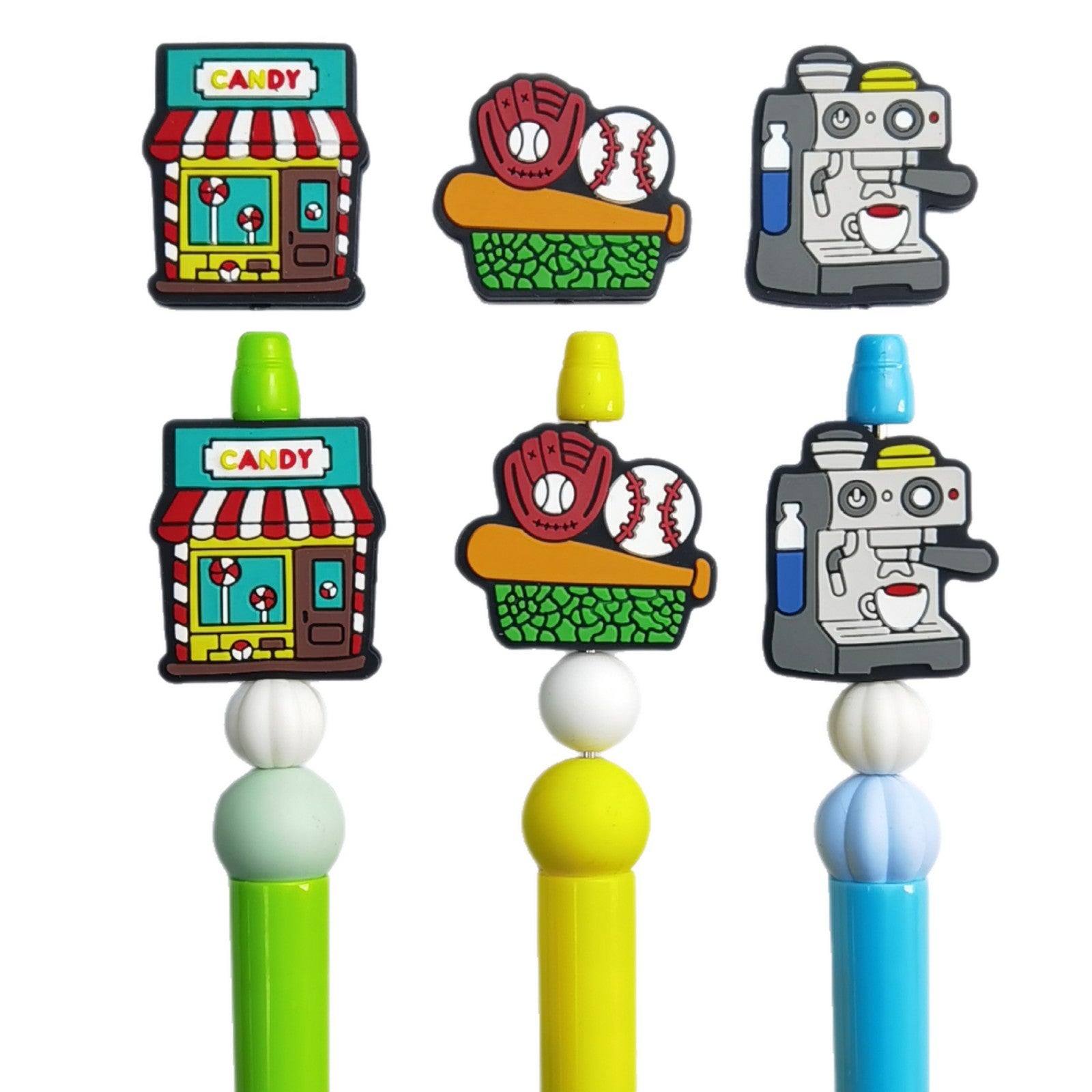 20Pcs Silicone Focal Beads Cartoon Creative Candy Baseball Holding Bat and Balls 4