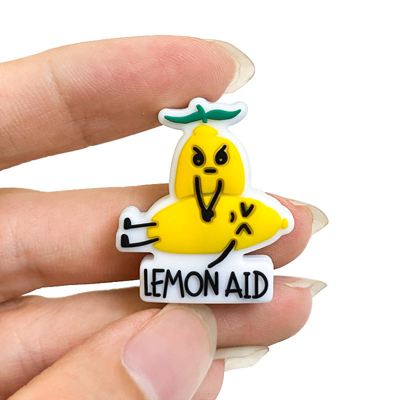 Silicone Focal Beads Lemon Fruit With Printed Text Lemon Aid 5