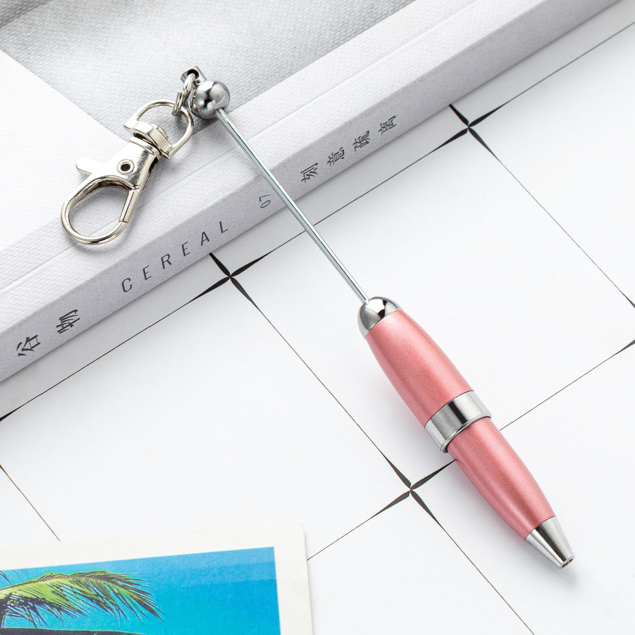 Portable Metal Beadable Pen Keychain Ballpoint Pens DIY Craft Supplies 16