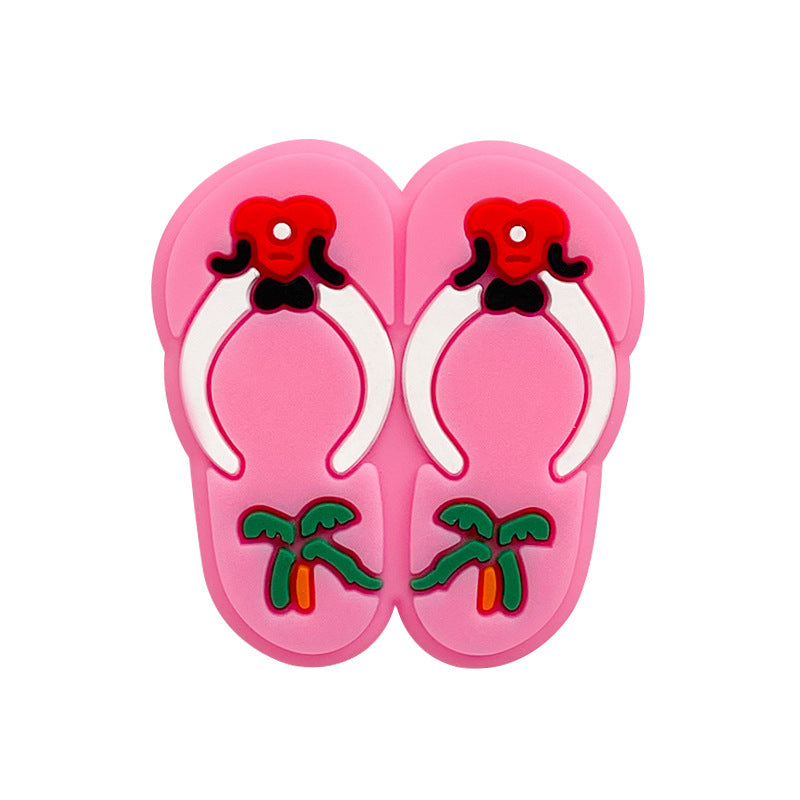 20pcs Silicone Focal Beads Slippers Pair with Palm Tree Detail 5