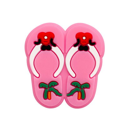 20pcs Silicone Focal Beads Slippers Pair with Palm Tree Detail 5