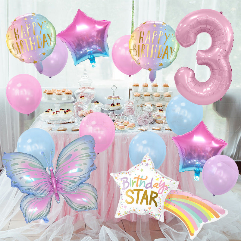 Butterfly Meteor Foil Balloon Set Holiday Party Decoration 5