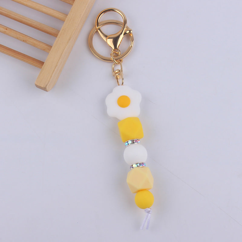 Cartoon Fruit Silicone Bead Keychain Food Charm Variety 6