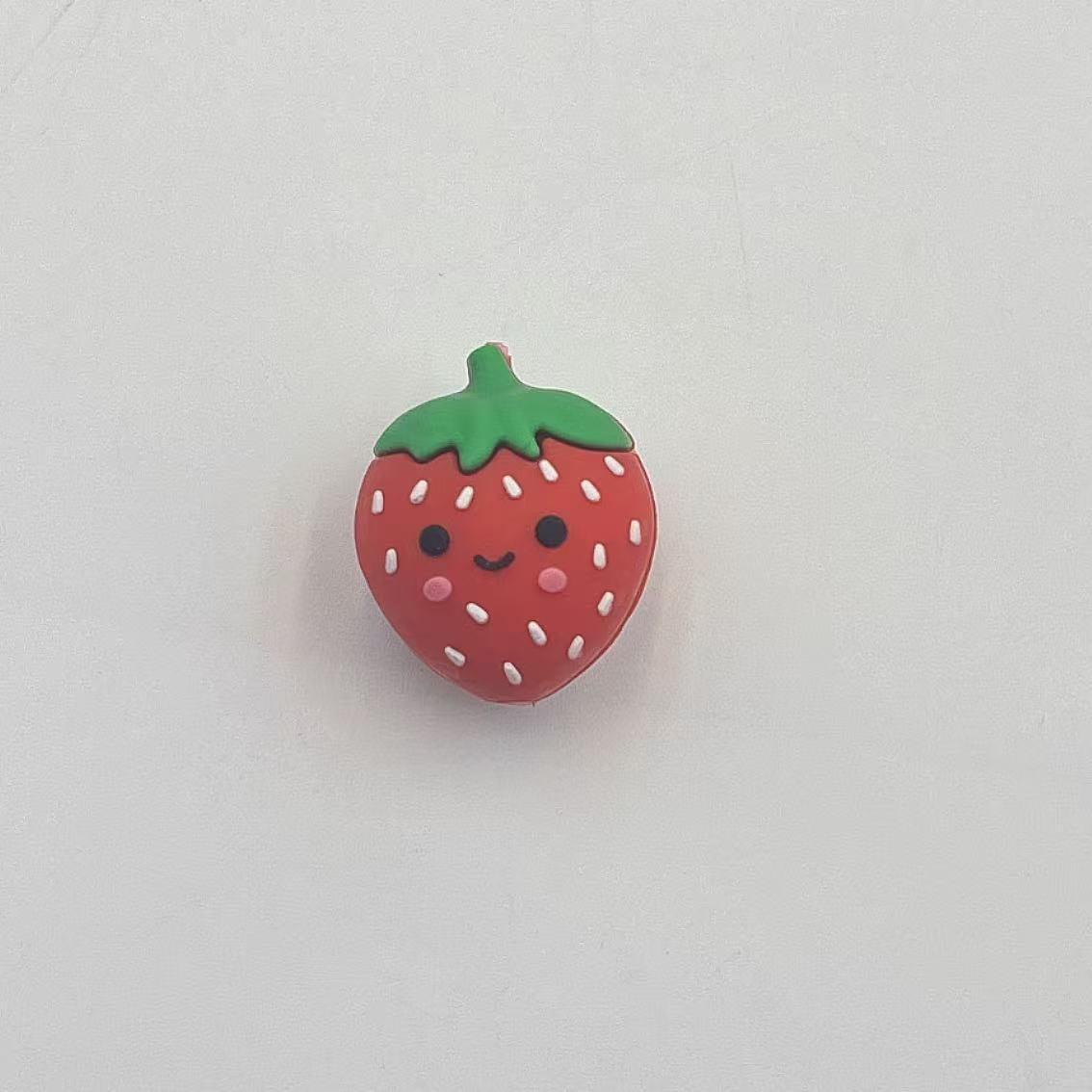 20Pcs Silicone 3D Focal Beads Strawberry With Leaf Top 6