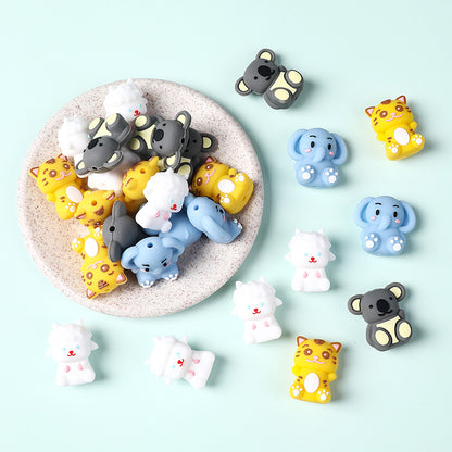 Silicone 3D Focal Beads Cat White Pink Ears Front Facing 3