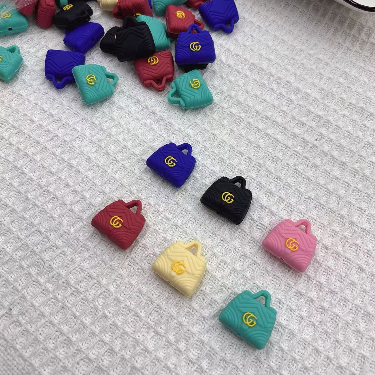 20Pcs Silicone 3D Focal Beads Brand Bag Multi Color with Logo Detail