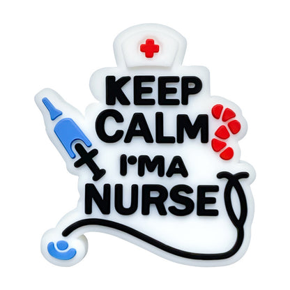 20pcs Silicone Focal Beads Nurse Medical Keep Calm Text with Stethoscope 6