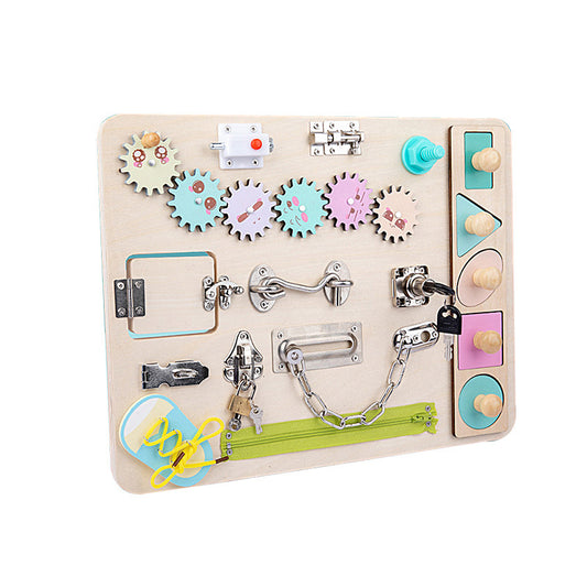 Wooden Montessori Busy Board Educational Fine Motor Skills Toy