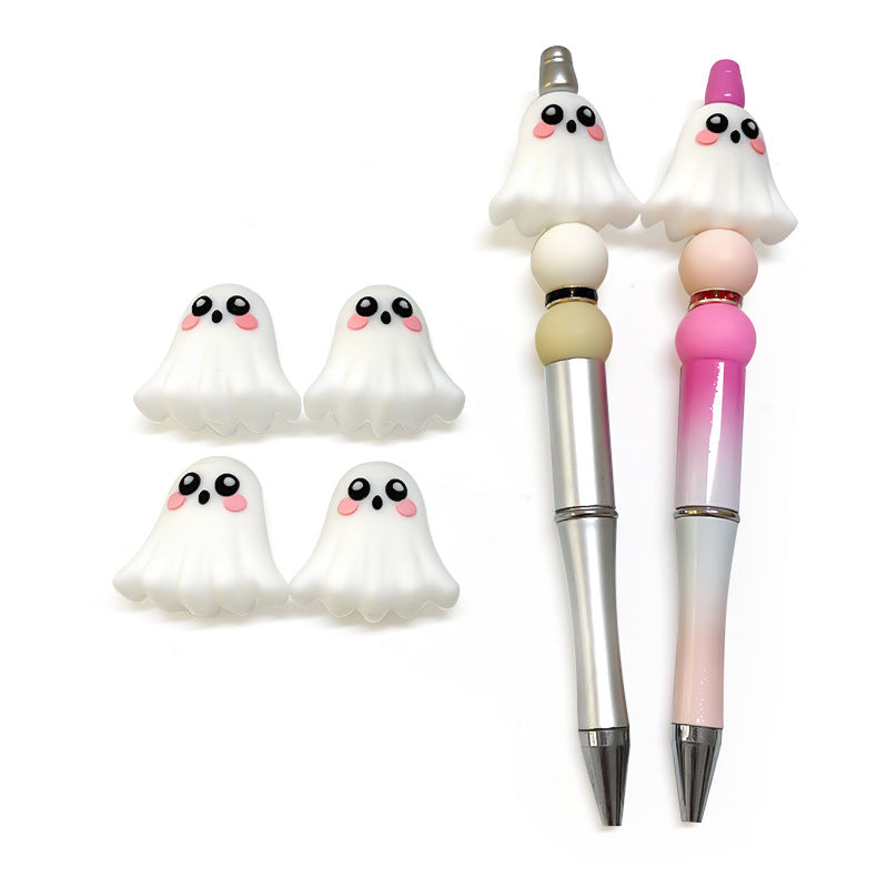 20Pcs Silicone 3D Focal Beads Halloween Pet Ghost Front Facing 4