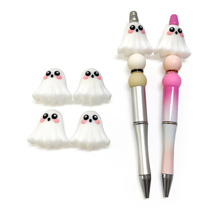 20Pcs Silicone 3D Focal Beads Halloween Pet Ghost Front Facing 4