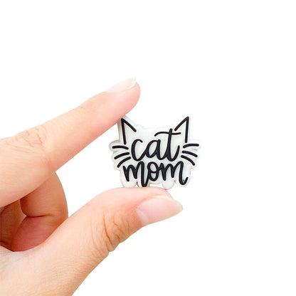 20pcs Silicone Focal Beads Cat Mother With Printed Text Cat Ears Whiskers 3