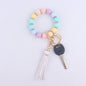 Tassel Silicone Bead Wristlet Keychain with Spacer Beads 13
