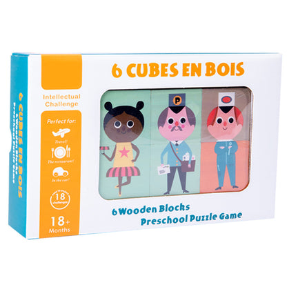 Wooden Character Puzzle Blocks Montessori Toys for Kids 6