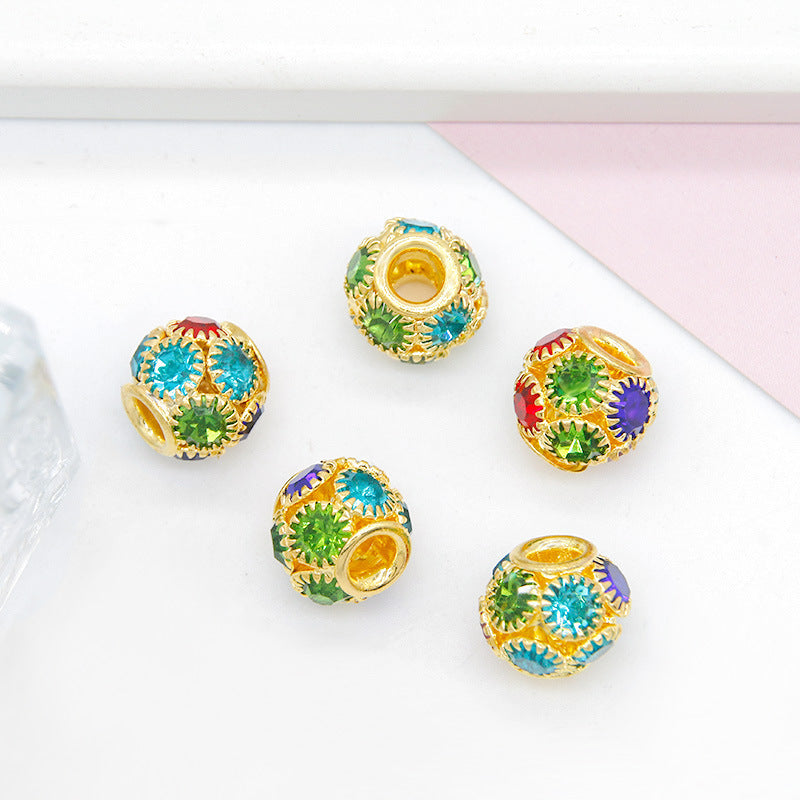 50pcs 8mm Metal Hollow Rhinestone Spacer Beads Silver and Gold 25