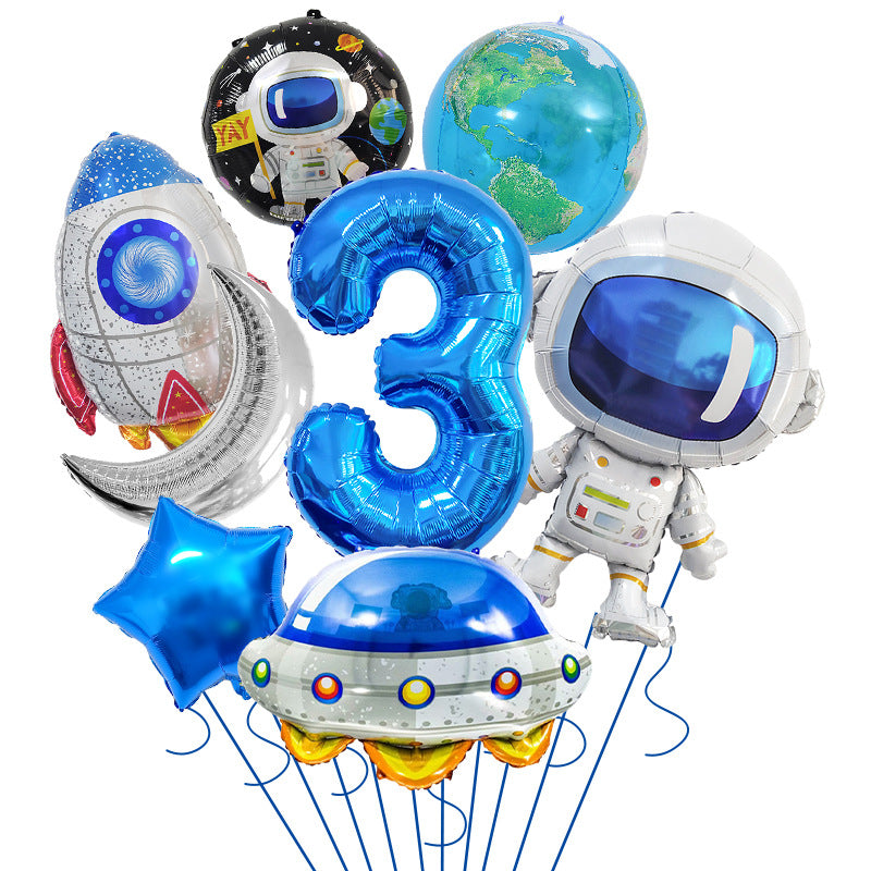 Space Theme Astronaut Rocket Spaceship Foil Balloon Set 6