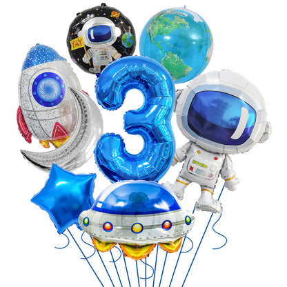 Space Theme Astronaut Rocket Spaceship Foil Balloon Set 6