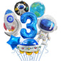 Space Theme Astronaut Rocket Spaceship Foil Balloon Set 6