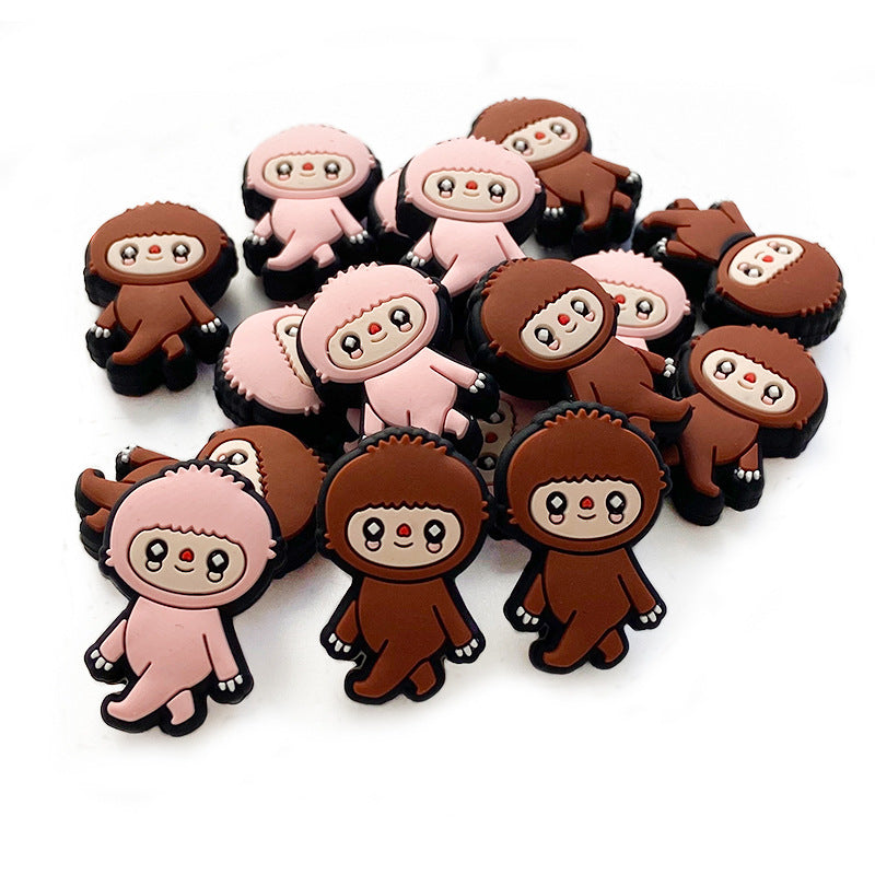 20pcs Silicone Focal Beads Cartoon Character Walking Pose Design 2