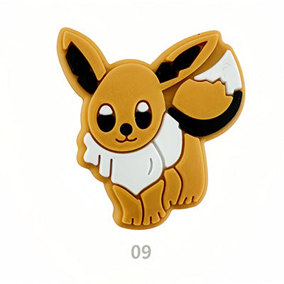20Pcs Silicone Focal Beads Brown Fox Character Sitting Pose