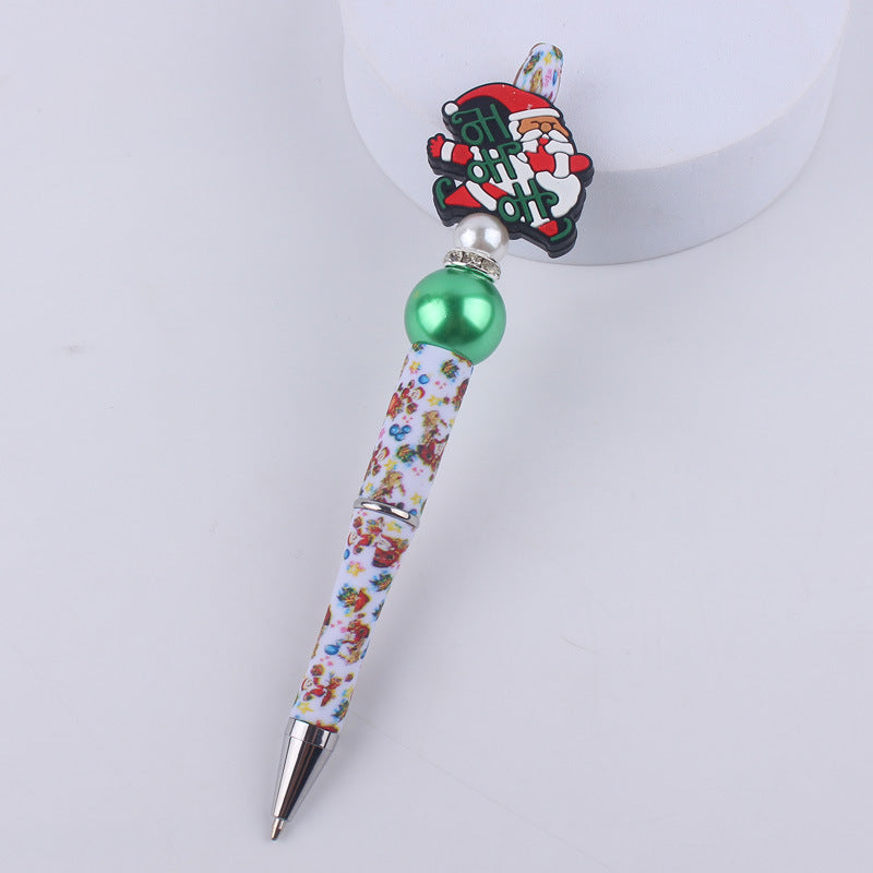 Santa Claus Snowman Silicone Beaded Pens Christmas Holiday Novelty Gift 7