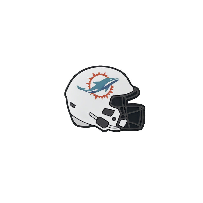 20pcs Silicone Focal Beads Football Helmet Printed Design 22