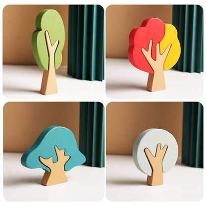 Wooden Building Blocks Forest Trees Montessori Toys 3
