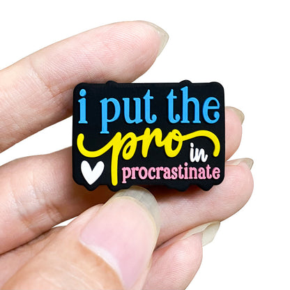 20Pcs Silicone Focal Beads English Text I Put The Pro In Procrastinate 5